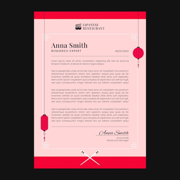 Japanese restaurant letterhead