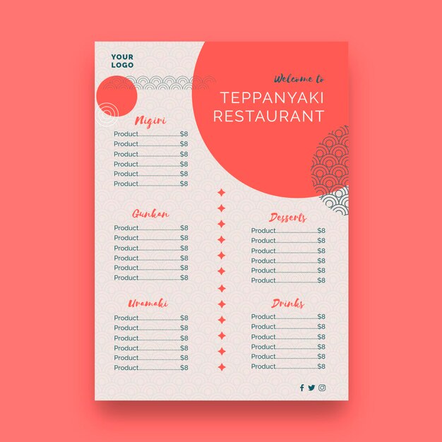 Japanese restaurant menu template