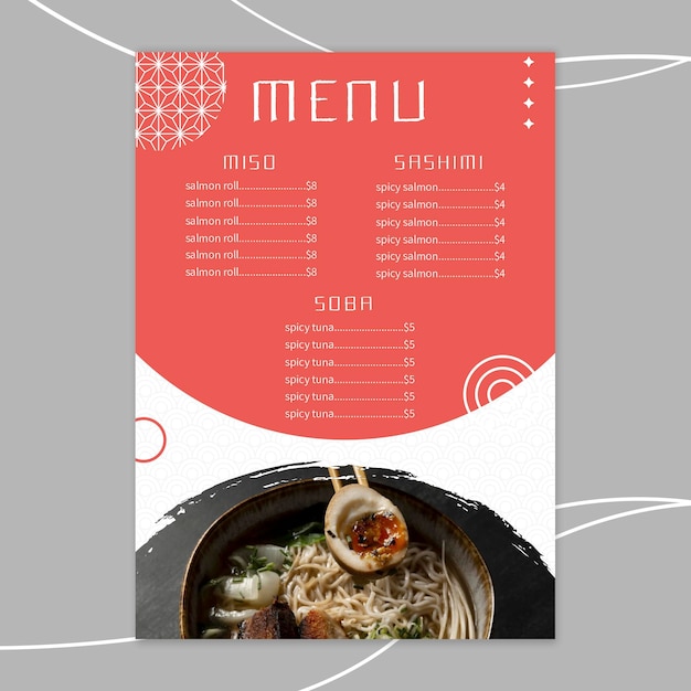 Free vector japanese restaurant menu template