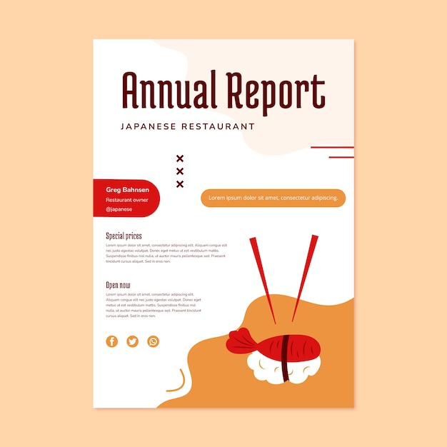 Free vector japanese restaurant minimal annual report