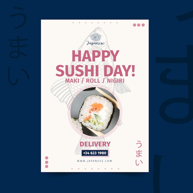 Free vector japanese restaurant poster template