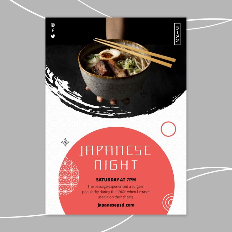 Free Vector japanese restaurant poster template