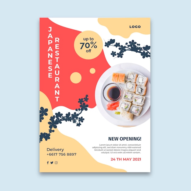 Vettore gratuito poster di ristorante giapponese
