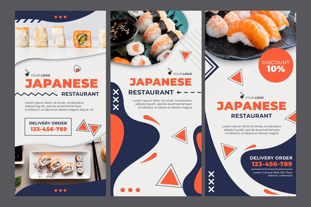 日本食レストランソーシャルメディアストーリーテンプレート