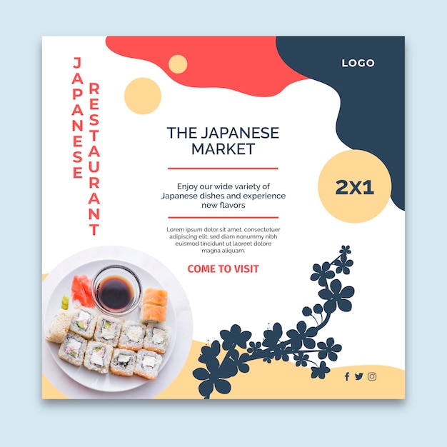 Japanese restaurant squared flyer