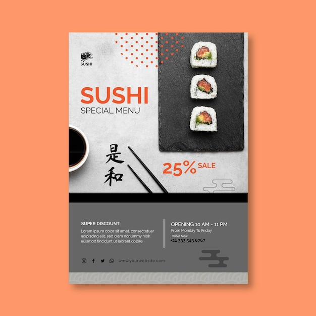 Free vector japanese restaurant vertical flyer template