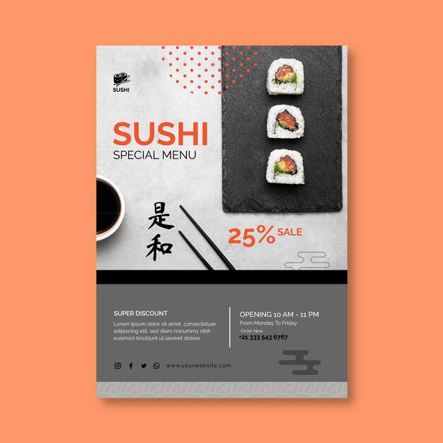 Japanese restaurant vertical flyer template