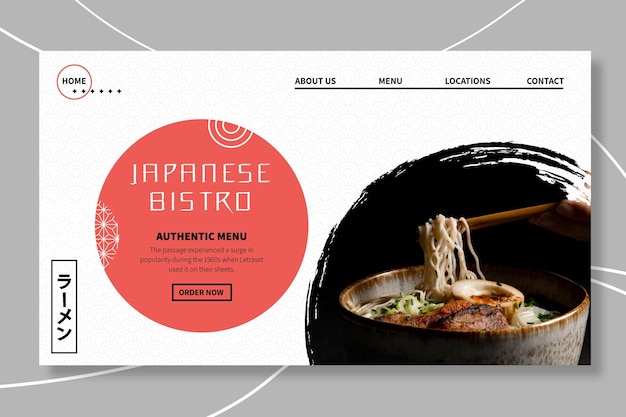 Vettore gratuito modello web ristorante giapponese