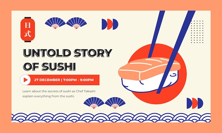 Free Vector japanese restaurant webinar