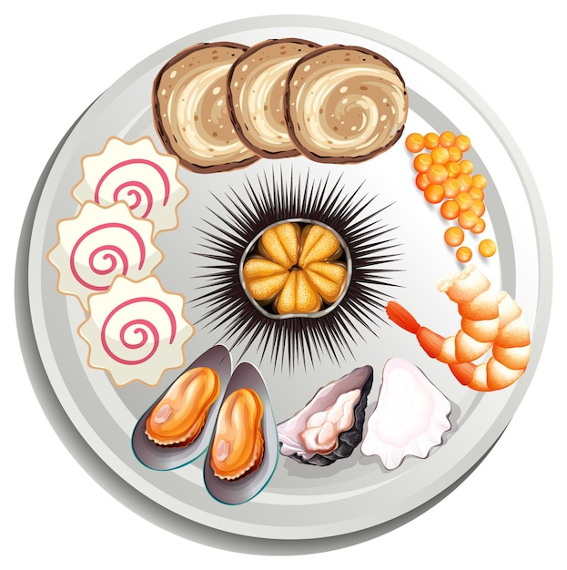 Free vector japanese seafood chashu pork plate