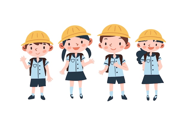 Free vector japanese students wearing uniforms