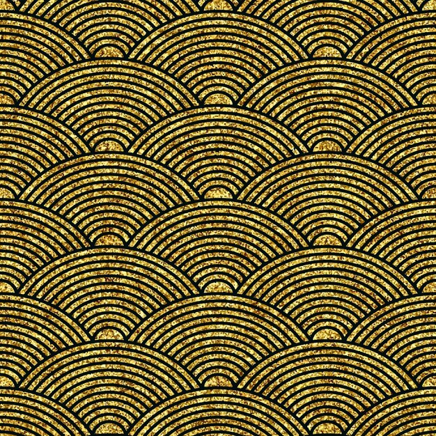 Free Vector japanese style wave background with gold glitter design