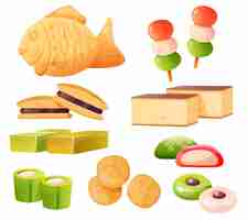 Free vector japanese sweets set