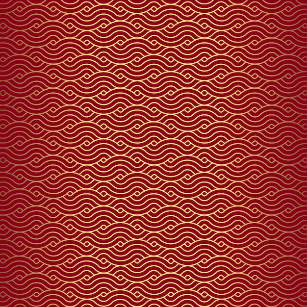 일본 테마 빨간색과 금색 웨이브 패턴