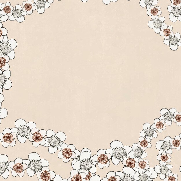 Japanese ume pattern vector frame, remix of artwork by watanabe seitei