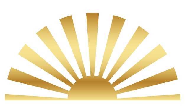 Бесплатное векторное изображение Японский винтажный золотой символ восходящего солнца изолирован на белом фоне векторной иллюстрации