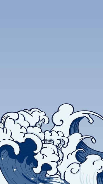 Бесплатное векторное изображение Японская волна каракули
