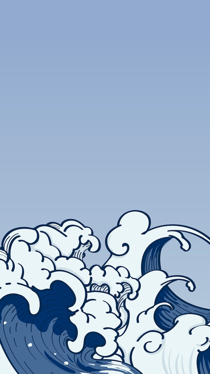 Free Vector japanese wave doodle