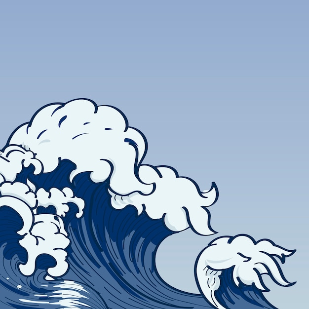 Free vector japanese wave doodle