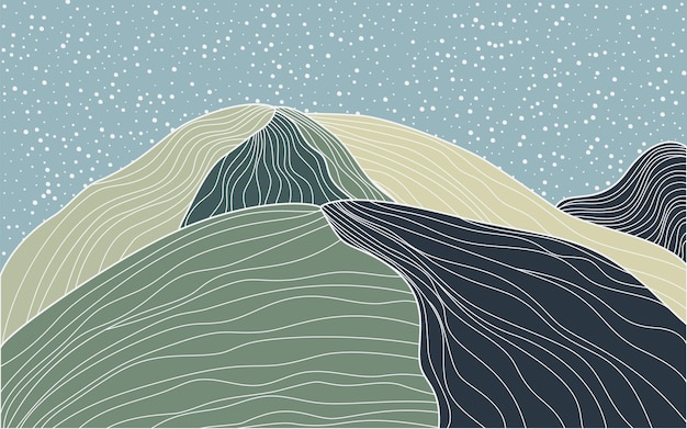 일본 웨이브 라인 아트 풍경 배경입니다. 추상 산 배너 디자인 패턴입니다. 벡터 일러스트 레이 션 기하학적 포스터