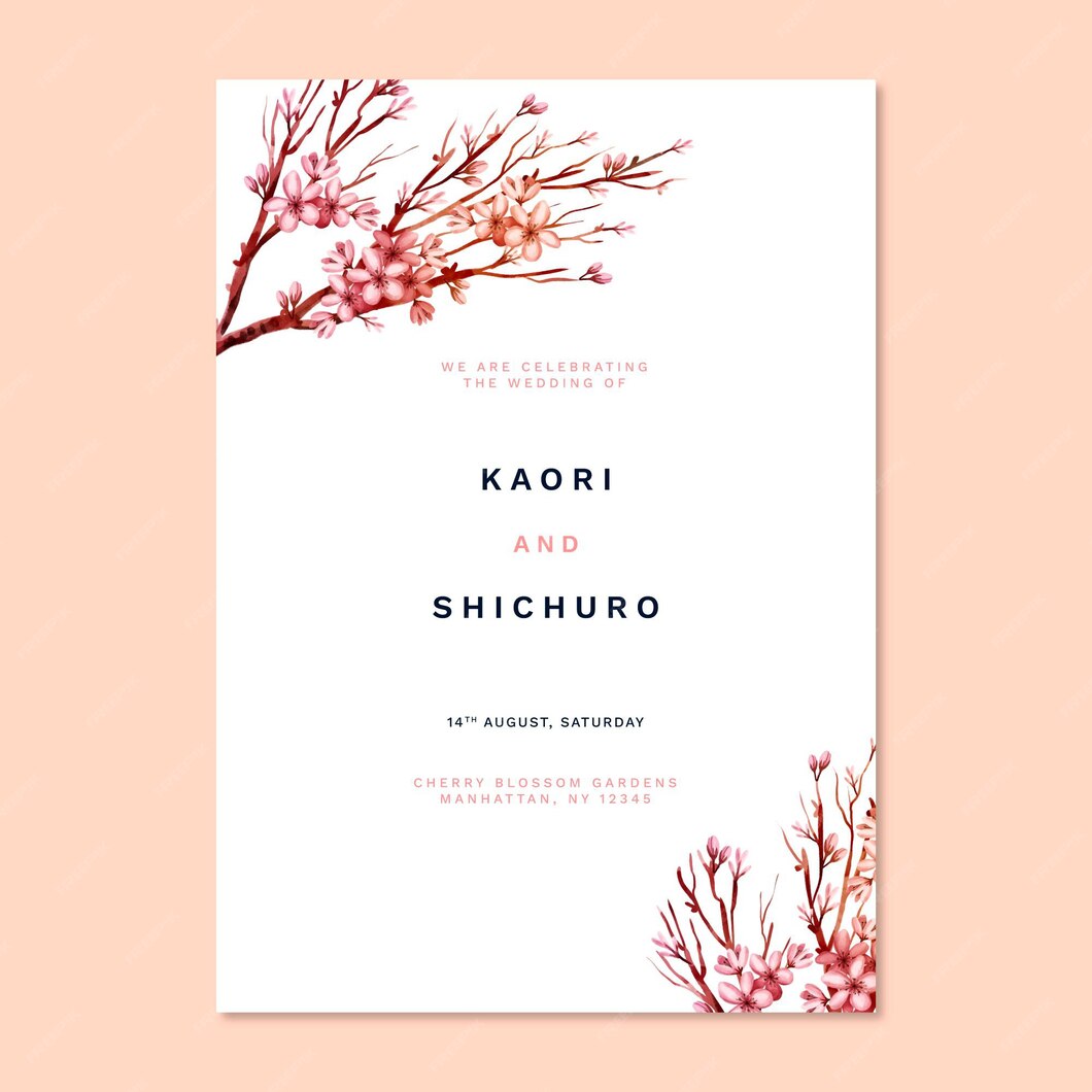 Free Vector | Japanese wedding invitation print template
