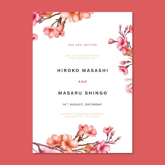 Free vector japanese wedding invitation template