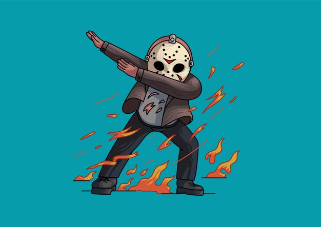 Dab Moveを実行する面白い吸血鬼のイラスト プレミアムベクター