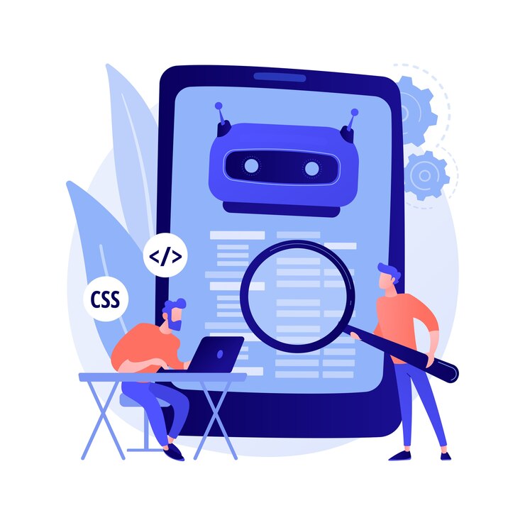 Free Vector java developer. smartphone software. javascript coding, writing application, css programming. html source code tampering. mobile program. vector isolated concept metaphor illustration.