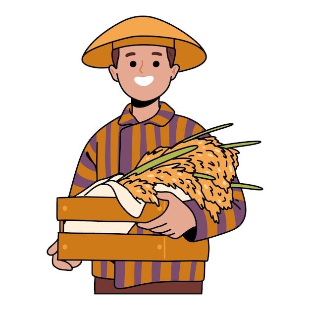 Яванский фермер несет урожай риса