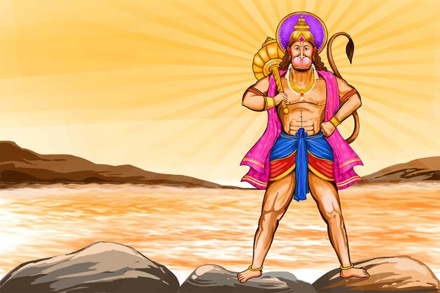 Free vector jay shri ram happy hanuman jayanti festival card background