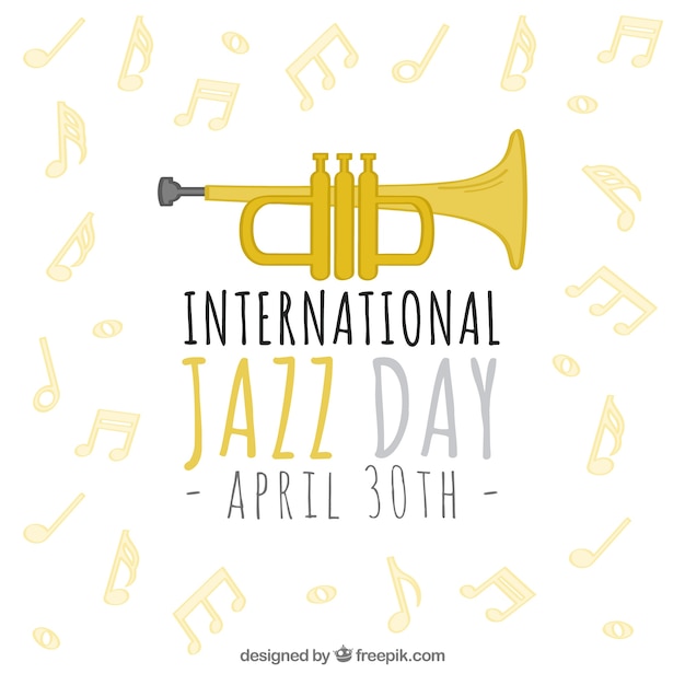 Free vector jazz background with trumpet and musical notes