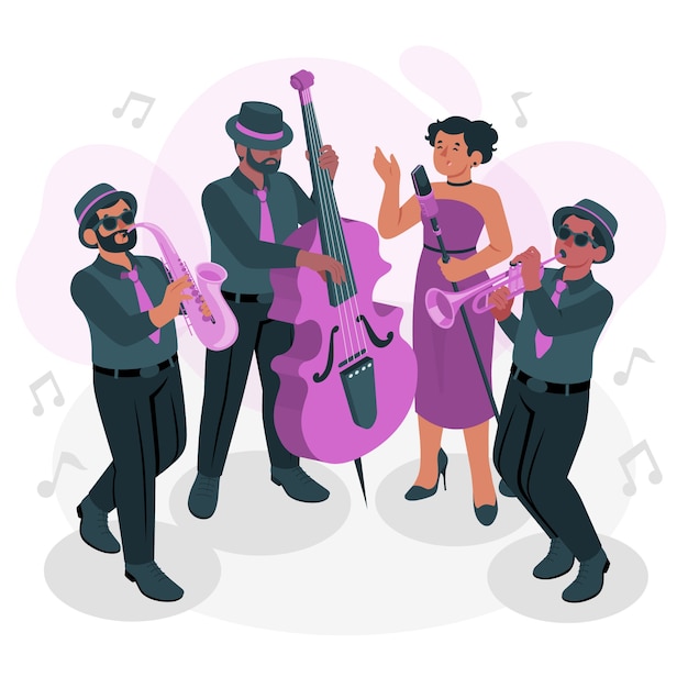 Vettore gratuito illustrazione del concetto di banda jazz