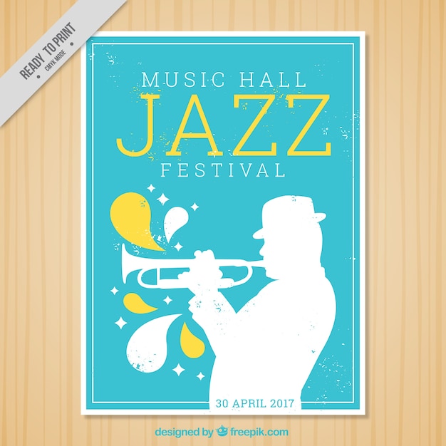 Free vector jazz festival brochure with trumpeter silhouette