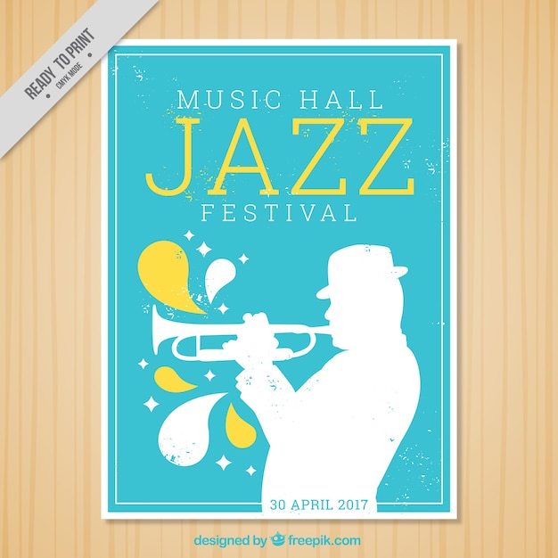 Джаз фестиваль брошюра с трубачом силуэт