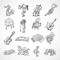 Free vector jazz icons sketch