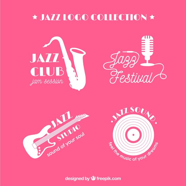 Jazz logo collection with flat design