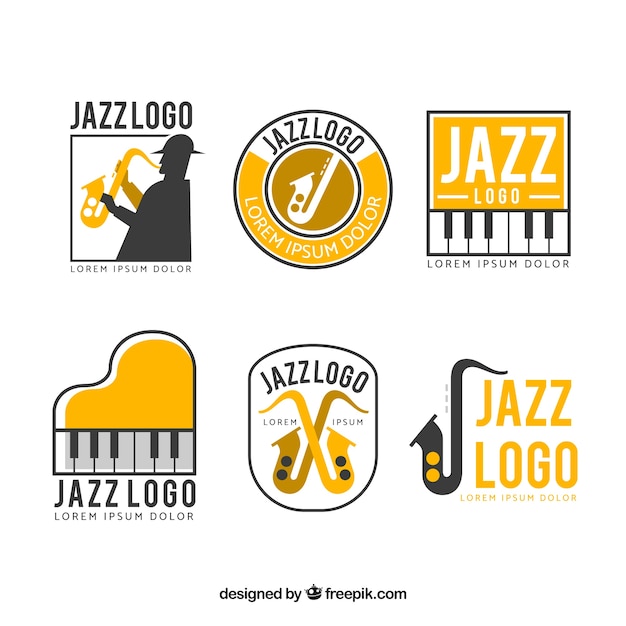 Коллекция логотипов Jazz с плоским дизайном