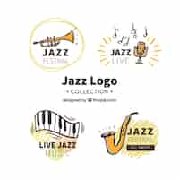 Vettore gratuito collezione logo jazz con stile disegnato a mano