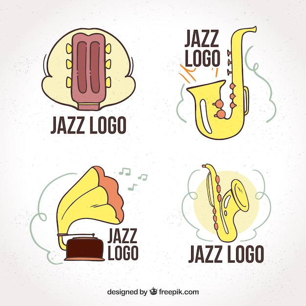 Collezione logo jazz con stile disegnato a mano