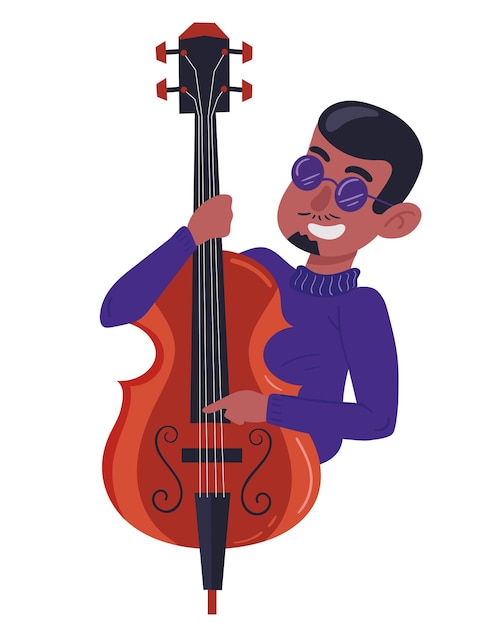 Free vector jazz musician playing cello