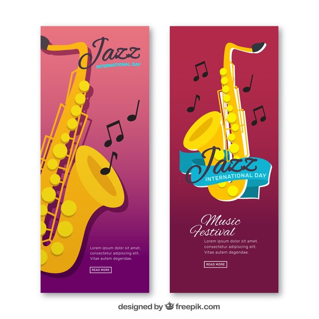 Jazz saxophone banners