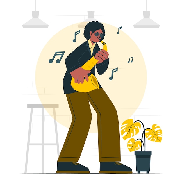 Free vector jazz saxophonist concept illustration