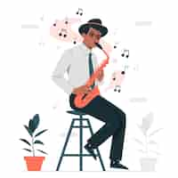 Vettore gratuito illustrazione del concetto di sassofonista jazz