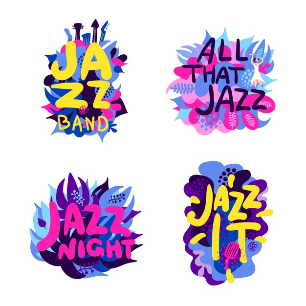 Free vector jazz theme composition set