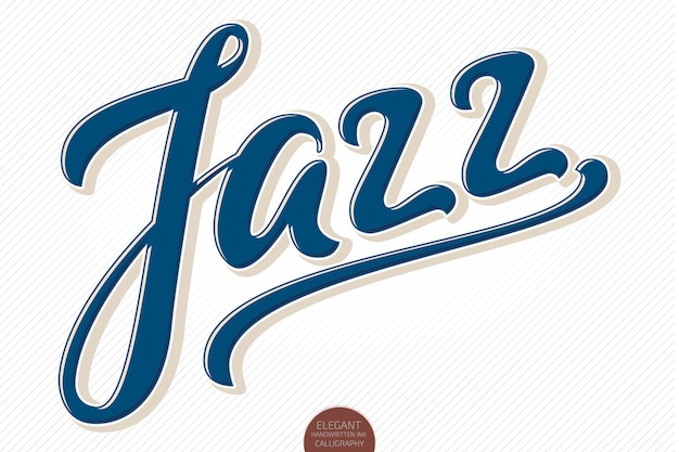 Jazz. Vector volumetric hand drawn lettering. 3D elegant modern handwritten calligraphy