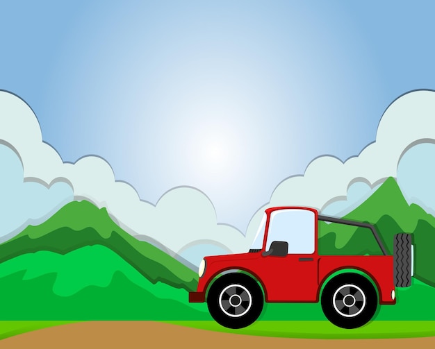Free vector jeep riding on the road