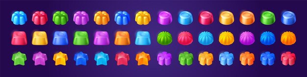 Желейные конфеты игровые иконки набор кнопок пользовательского интерфейса