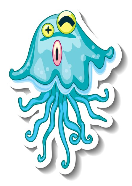 Jellyfish sea animal cartoon sticker