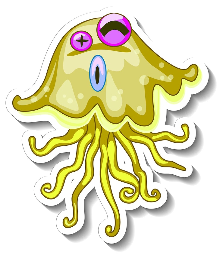 Free Vector jellyfish sea animal cartoon sticker