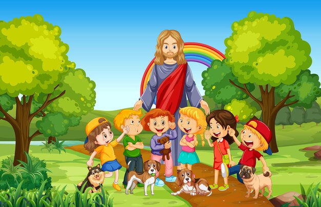 Jesus and children at the park